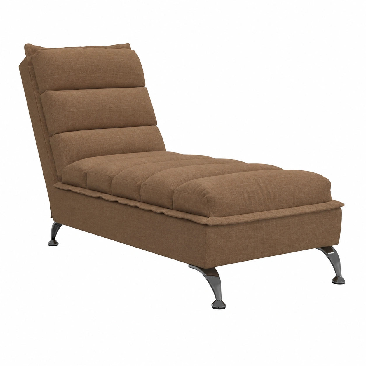 Poltrona Chaise Longue con Cuscini Marrone in Tessuto per Camera Moderna