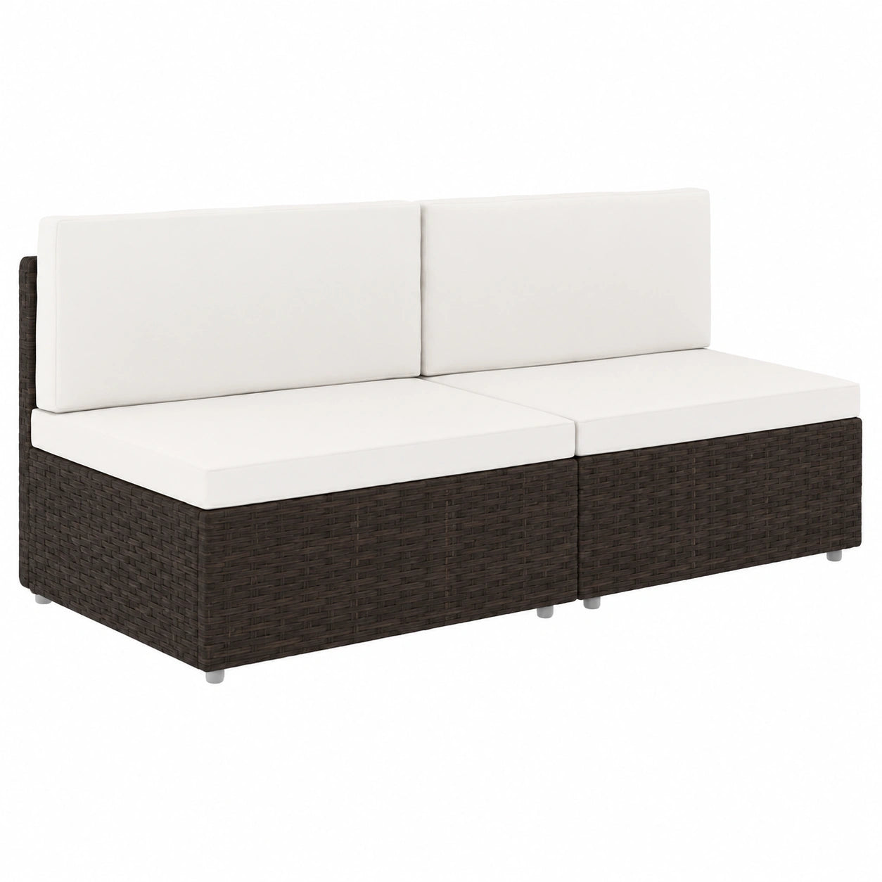 Salotto da esterno modulare in rattan sintetico con cuscini sfoderabili