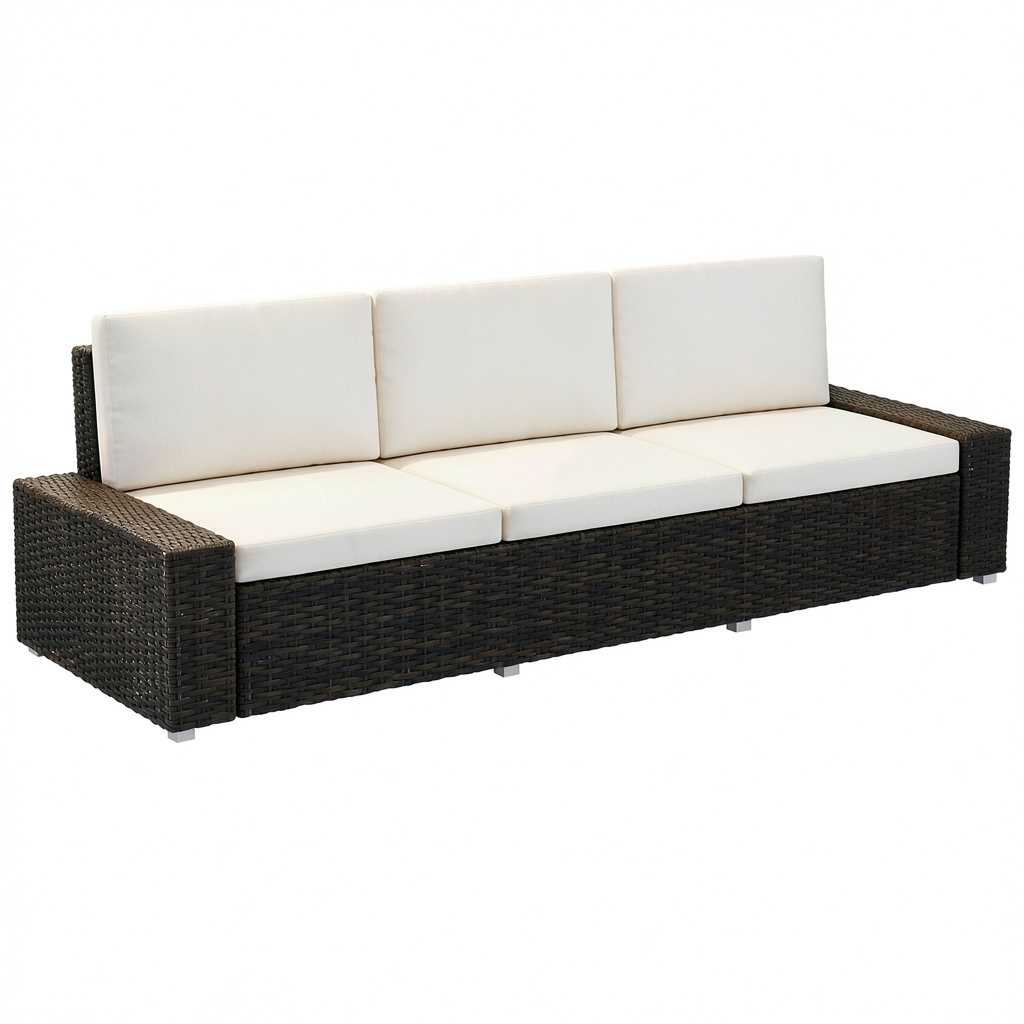 Set di Divani da Esterno in Rattan con Cuscini Rimovibili, Struttura in Acciaio Resistente, Ideale per Giardino e Terrazza