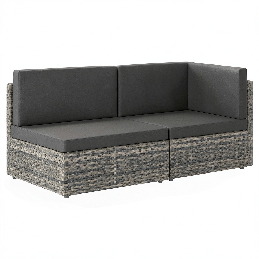 Set salotto modulare da giardino in rattan sintetico con cuscini comodi e struttura in acciaio resistente