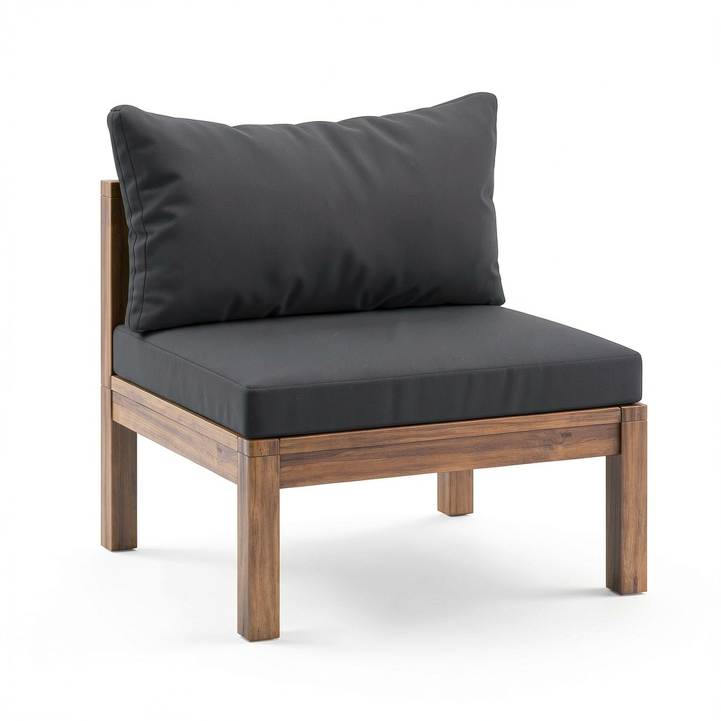 Divano modulare da giardino in acacia con cuscini resistenti alle intemperie