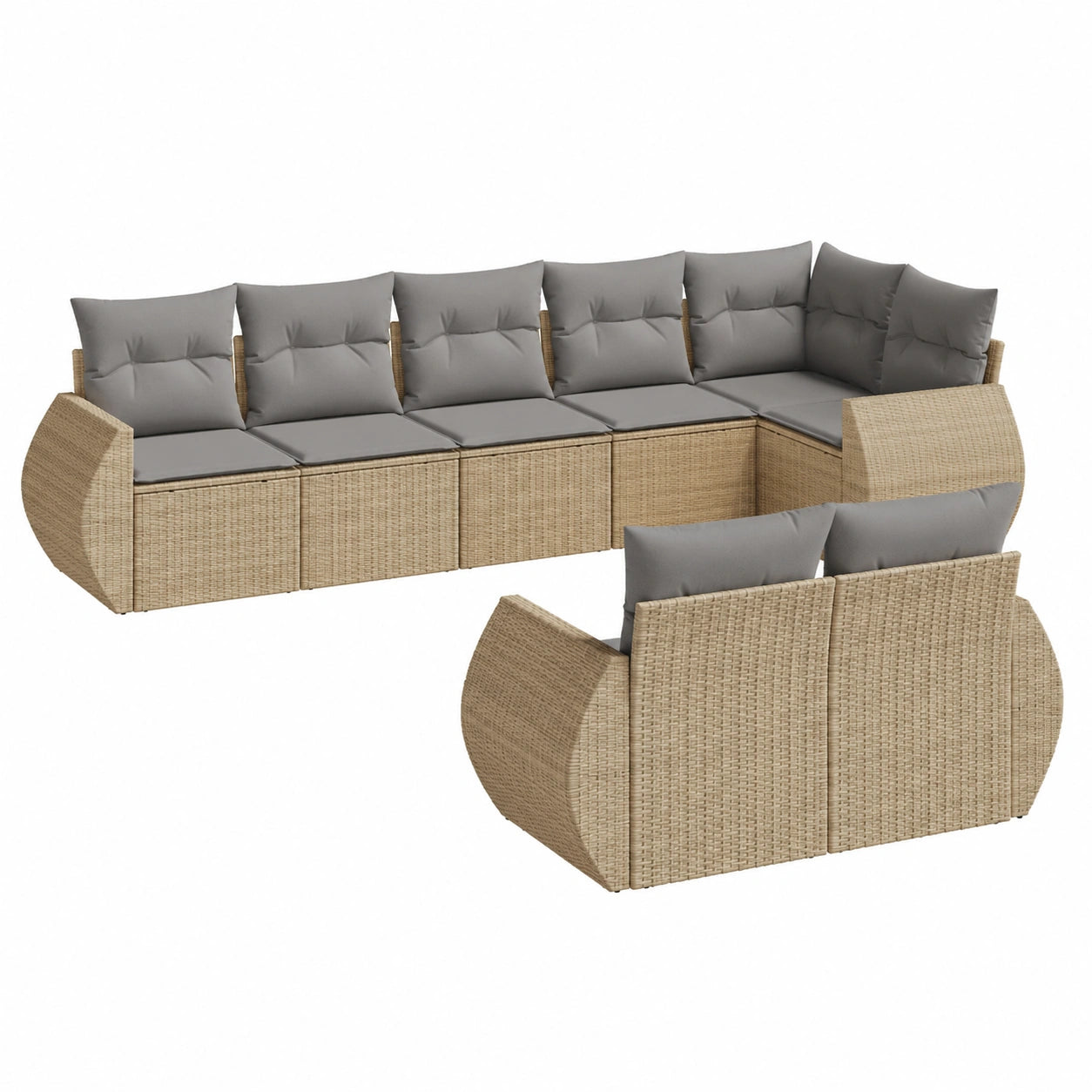 Set Divano da Giardino 8 Pezzi in Polirattan Beige con Cuscini