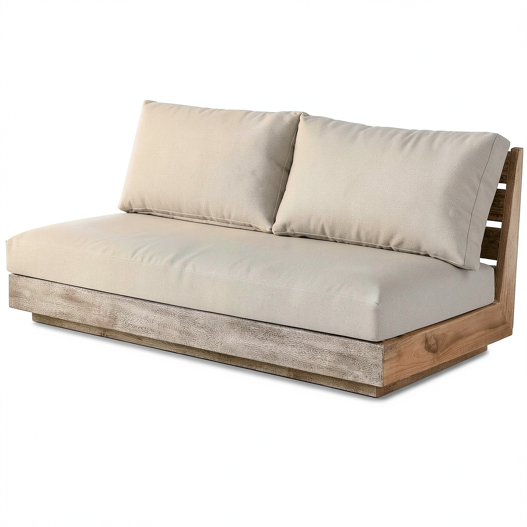 Loberon Modulo Divano Componibile in Teak con Finitura Whitewash