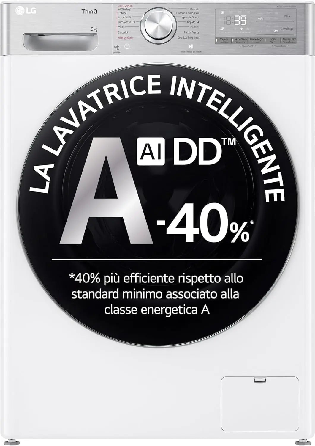 Lavatrice LG AI DD - colore Bianco - con Wi-Fi - 9kg