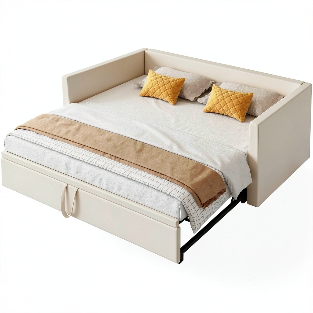 Divano Letto Estensibile in Velluto per Due, Struttura Imbottita Convertibile 90/180x200 cm