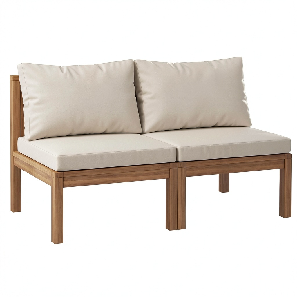 Set da giardino modulare in legno di acacia con cuscini, resistente alle intemperie per patio