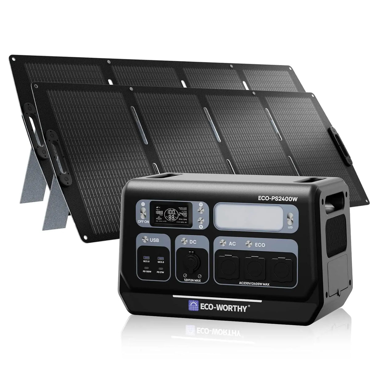 Stazione di alimentazione portatile ECO-WORTHY PS2400W 2048Wh - pieghevole - 2048Wh, 200 W