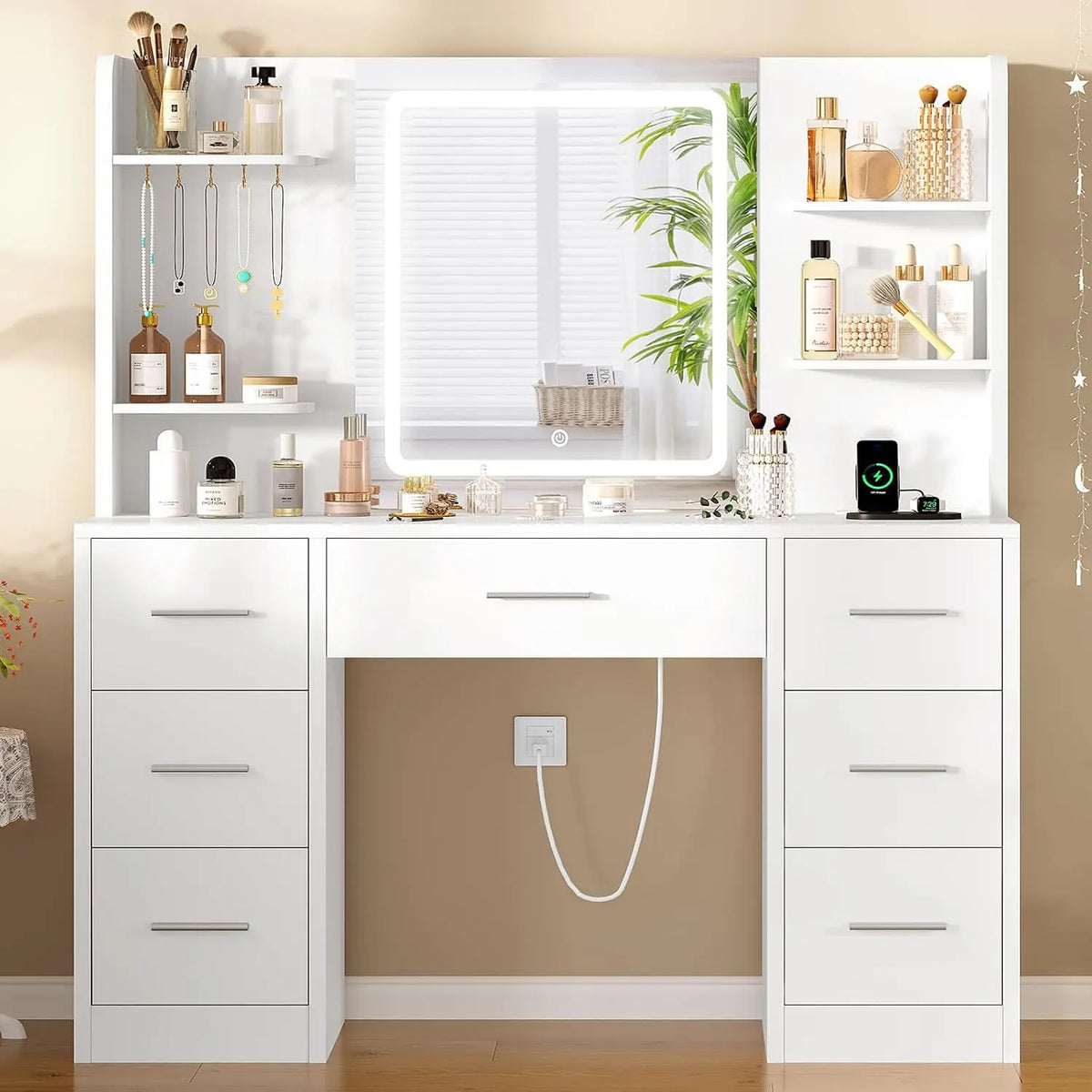 Specchio TEENFON - colore Bianco - a LED, regolabile
