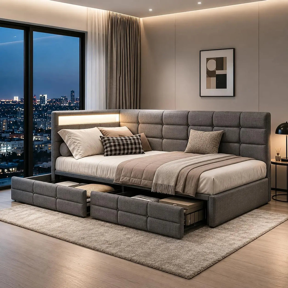 Letto - colore Grigio - a LED