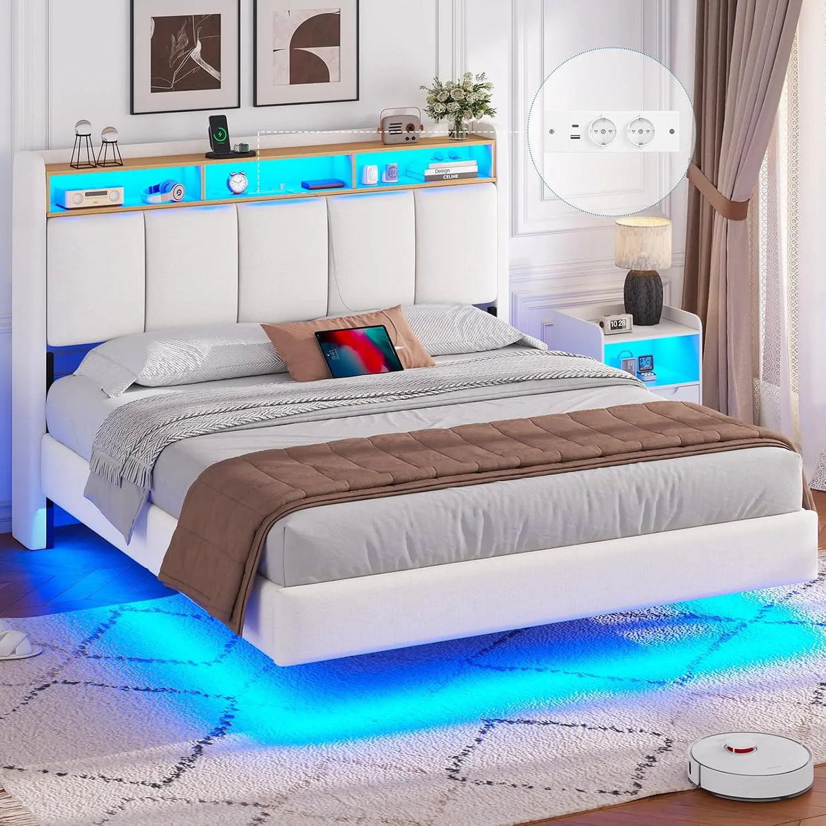 Letto - colore Bianco - a LED
