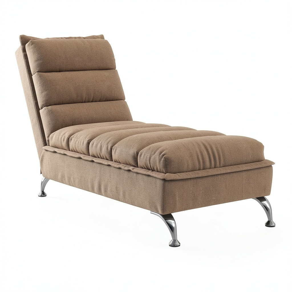 Poltrona Chaise Longue con Cuscini Marrone in Tessuto per Camera Moderna