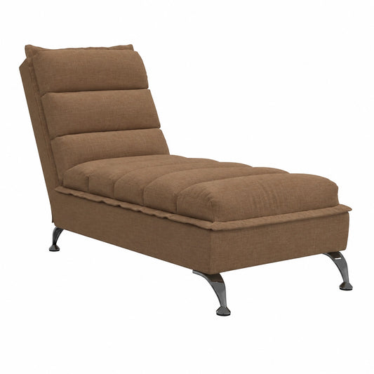 Poltrona Chaise Longue con Cuscini Marrone in Tessuto per Camera Moderna
