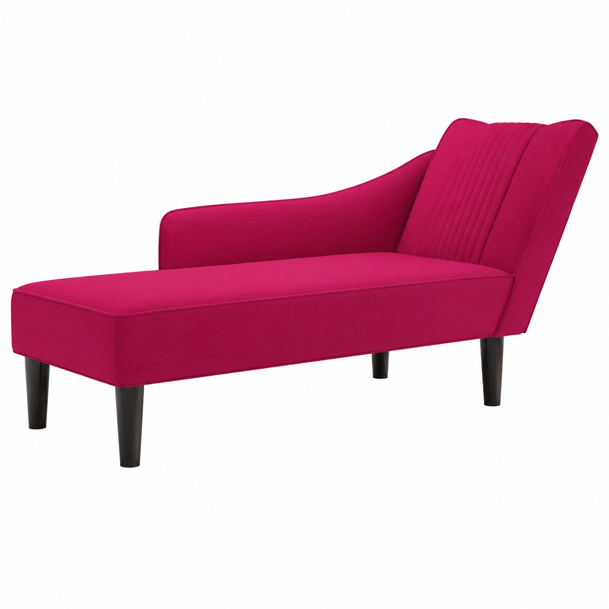 Chaise Longue in Velluto Rosso Vino con Bracciolo Destro per Soggiorno