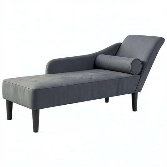 Divano Letto in Velluto Grigio Scuro con Cuscini Comodi