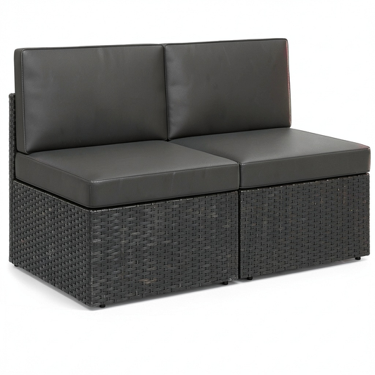 Set divano modulare in rattan per giardino con cuscini sfoderabili