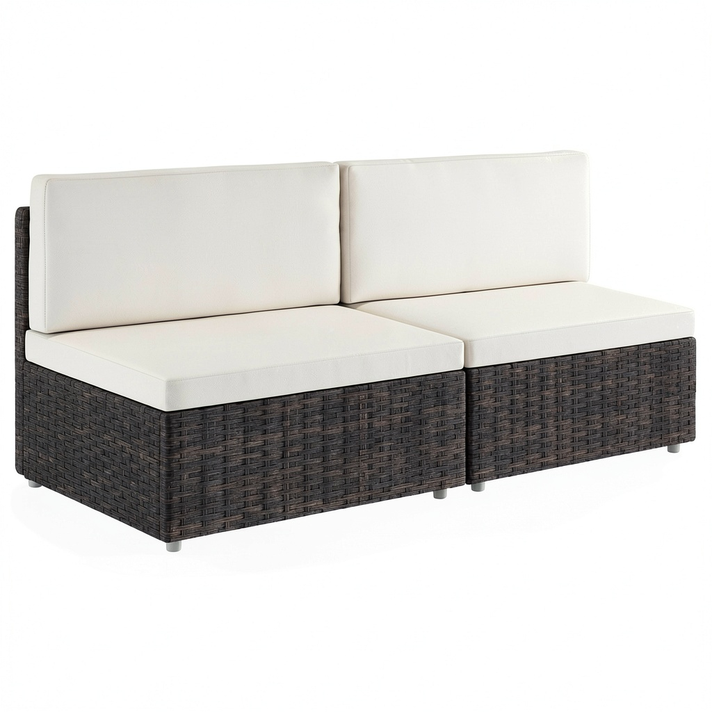 Salotto da esterno modulare in rattan sintetico con cuscini sfoderabili