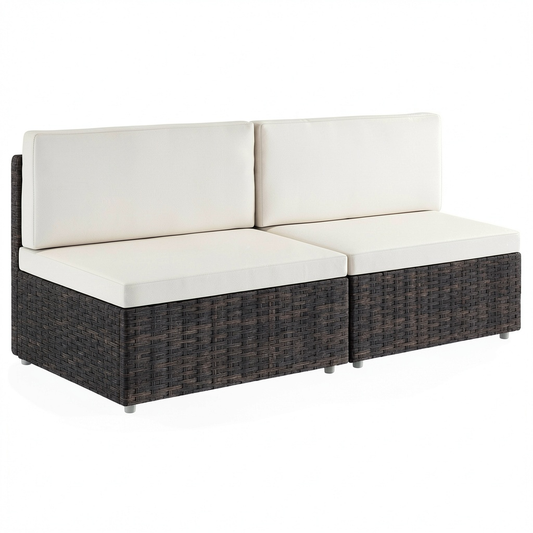 Salotto da esterno modulare in rattan sintetico con cuscini sfoderabili