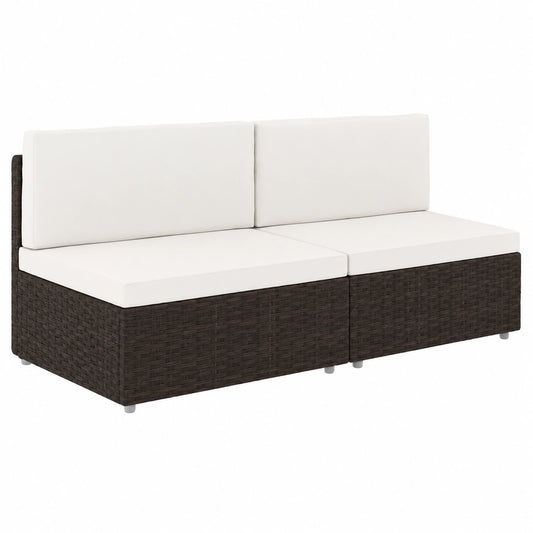 Salotto da esterno modulare in rattan sintetico con cuscini sfoderabili