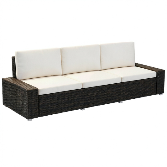 Set di Divani da Esterno in Rattan con Cuscini Rimovibili, Struttura in Acciaio Resistente, Ideale per Giardino e Terrazza