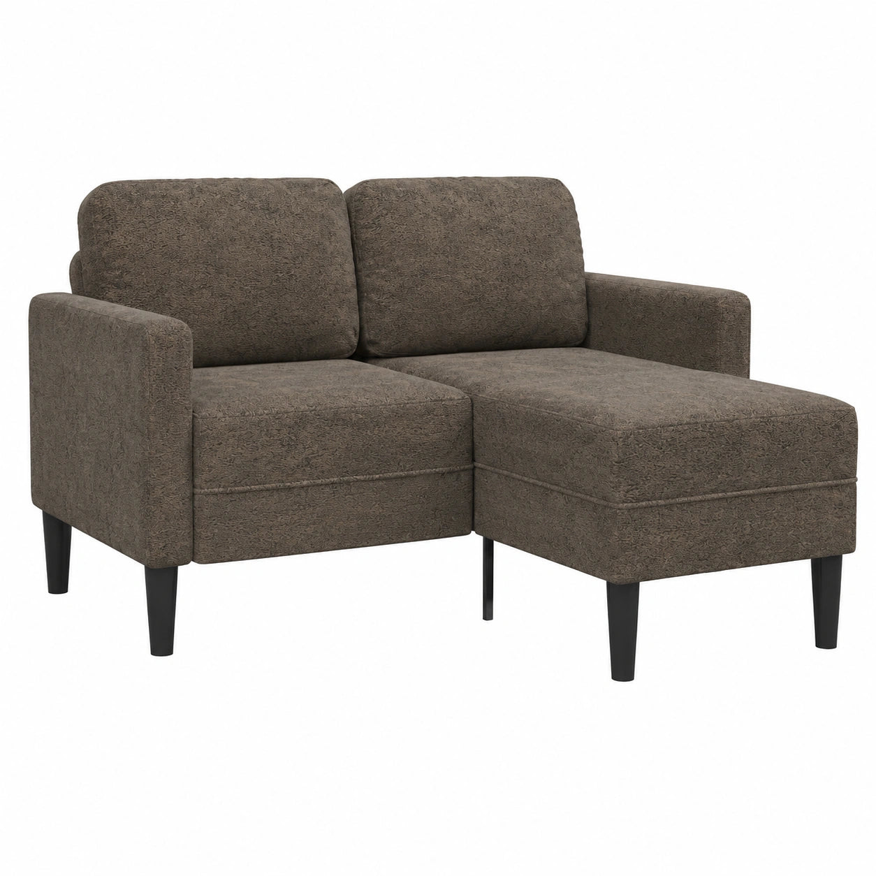 Divano angolare in ecopelle grigio scuro con chaise longue, 125 cm