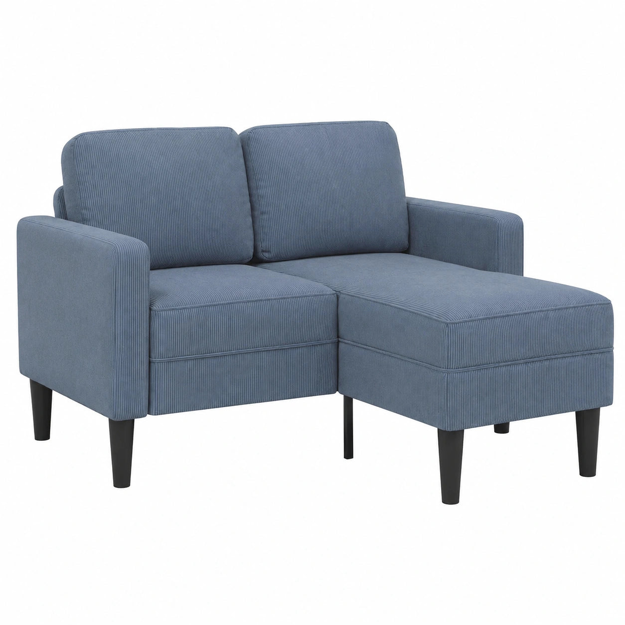 Divano angolare a L in tessuto di lino per piccoli spazi con chaise longue integrata