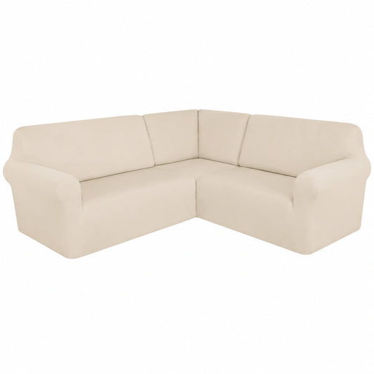 Copridivano Universale Antiscivolo a Forma di L per 7 Posti, Beige