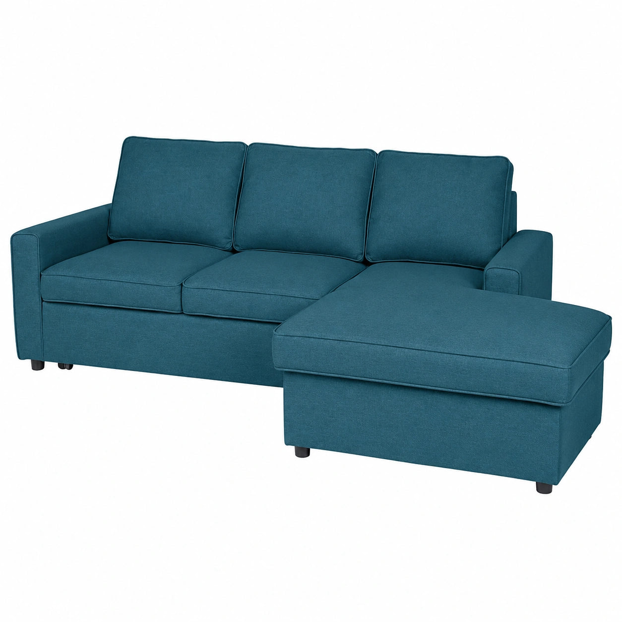 Divano Letto Angolare SAMIRA con Chaise Longue e Contenitore in Blu Petrolio Modello Kennedy