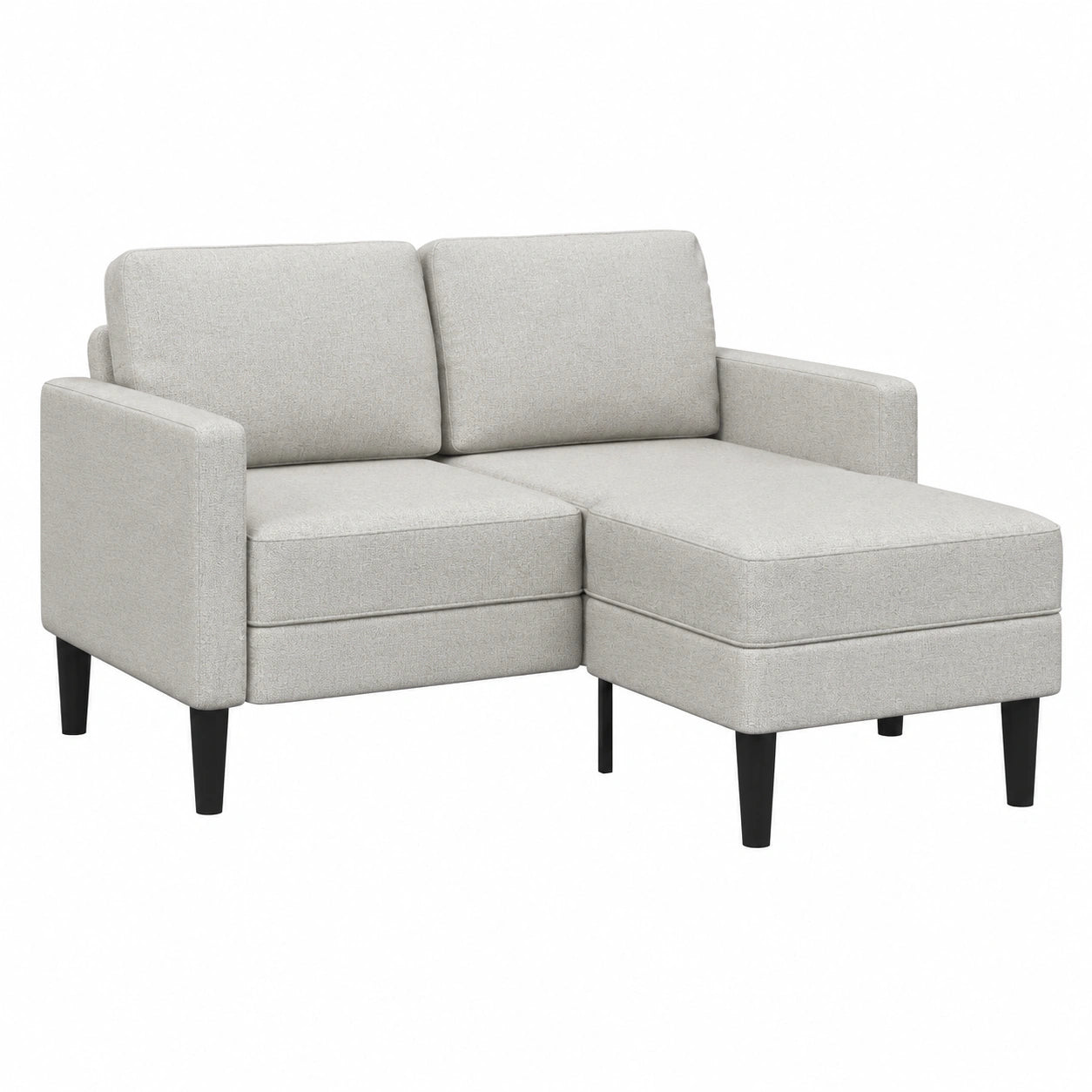 Divano angolare a L 2 posti con chaise longue grigia, 125 x 118 cm, perfetto per soggiorno moderno