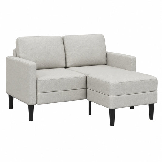 Divano angolare a L 2 posti con chaise longue grigia, 125 x 118 cm, perfetto per soggiorno moderno