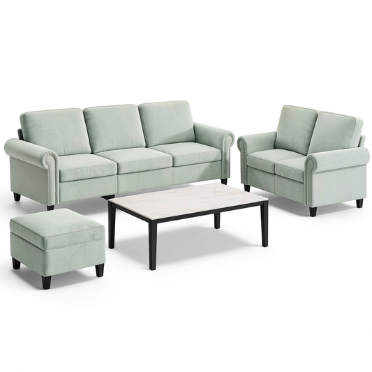 Set divani in velluto grigio chiaro con chaise longue, divano angolare moderno per soggiorno, grande divano letto per ospiti, struttura robusta in legno e metallo