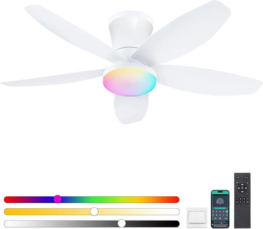 Ventilatore da soffitto Surtime - colore Bianco - a LED, con controllo intelligente - 92CM