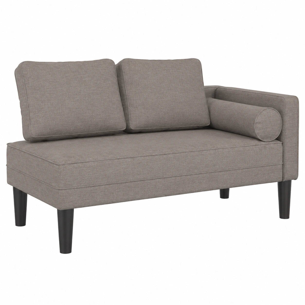 Divano Letto Imbottito Tortora con Cuscini, Chaise Longue 2 Posti