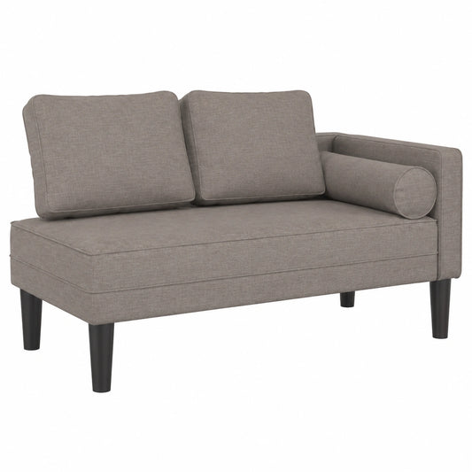 Divano Letto Imbottito Tortora con Cuscini, Chaise Longue 2 Posti