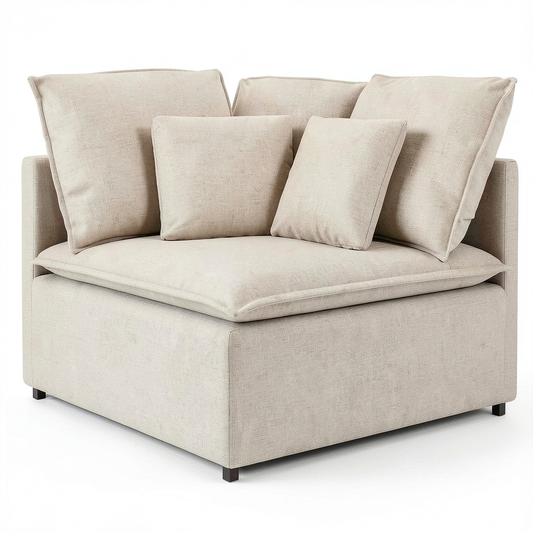 Divano Modulare Angolare con Cuscini Crema 100 cm - Design Moderno e Componibile