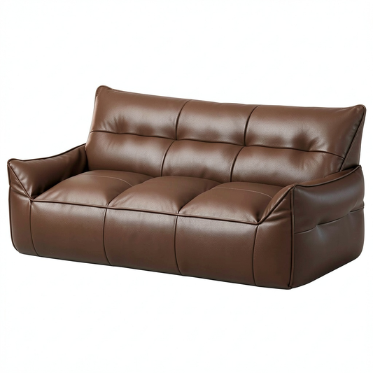 Divano componibile a 3 posti in similpelle con chaise longue, senza telaio, colore marrone