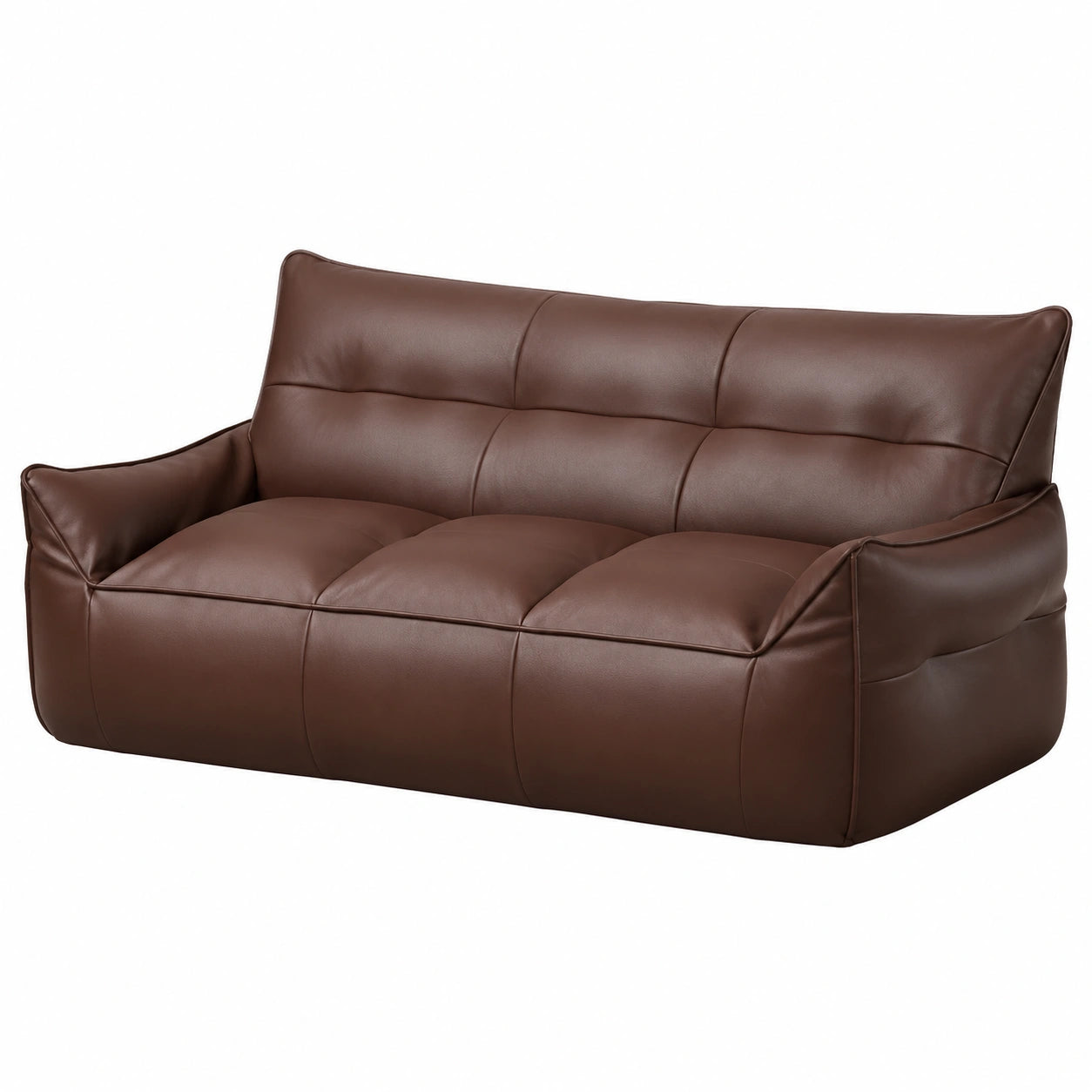 Divano componibile a 3 posti in similpelle con chaise longue, senza telaio, colore marrone