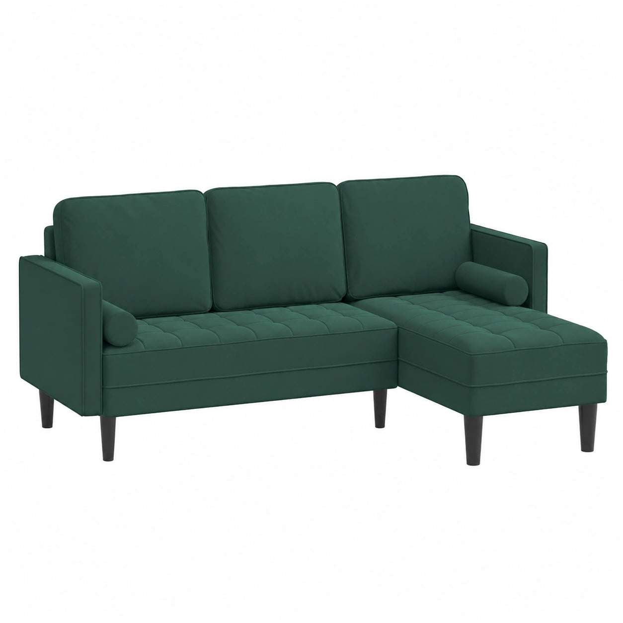 Divano a L in velluto verde scuro, 3 posti, 160 cm, moderno, per salotto, con telaio robusto e cuscino antimacchia