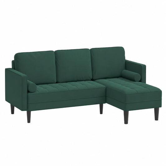 Divano a L in velluto verde scuro, 3 posti, 160 cm, moderno, per salotto, con telaio robusto e cuscino antimacchia