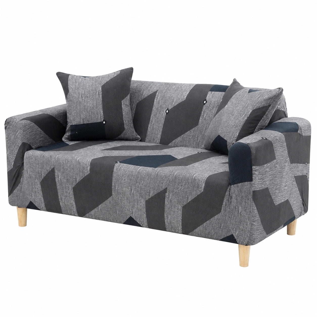 Copridivano Elasticizzato per Divano Angolare, Soggiorno, Colore Blu, 2 Posti (235-300 cm)