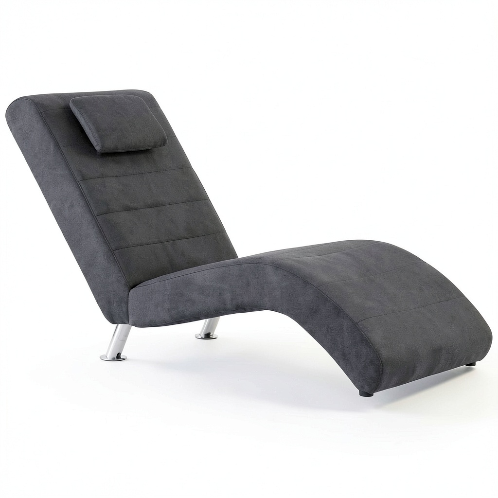Sedia a sdraio in similpelle con gambe in acciaio, 144x59x79 cm, carico 110 kg