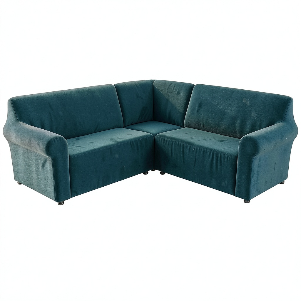 Copertura Divano Angolare in Velluto Elastica per 5/7 Posti, Protezione per Mobili con Fondo Elasticizzato, Colore Blu Acqua Profonda