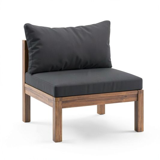 Divano modulare da giardino in acacia con cuscini resistenti alle intemperie