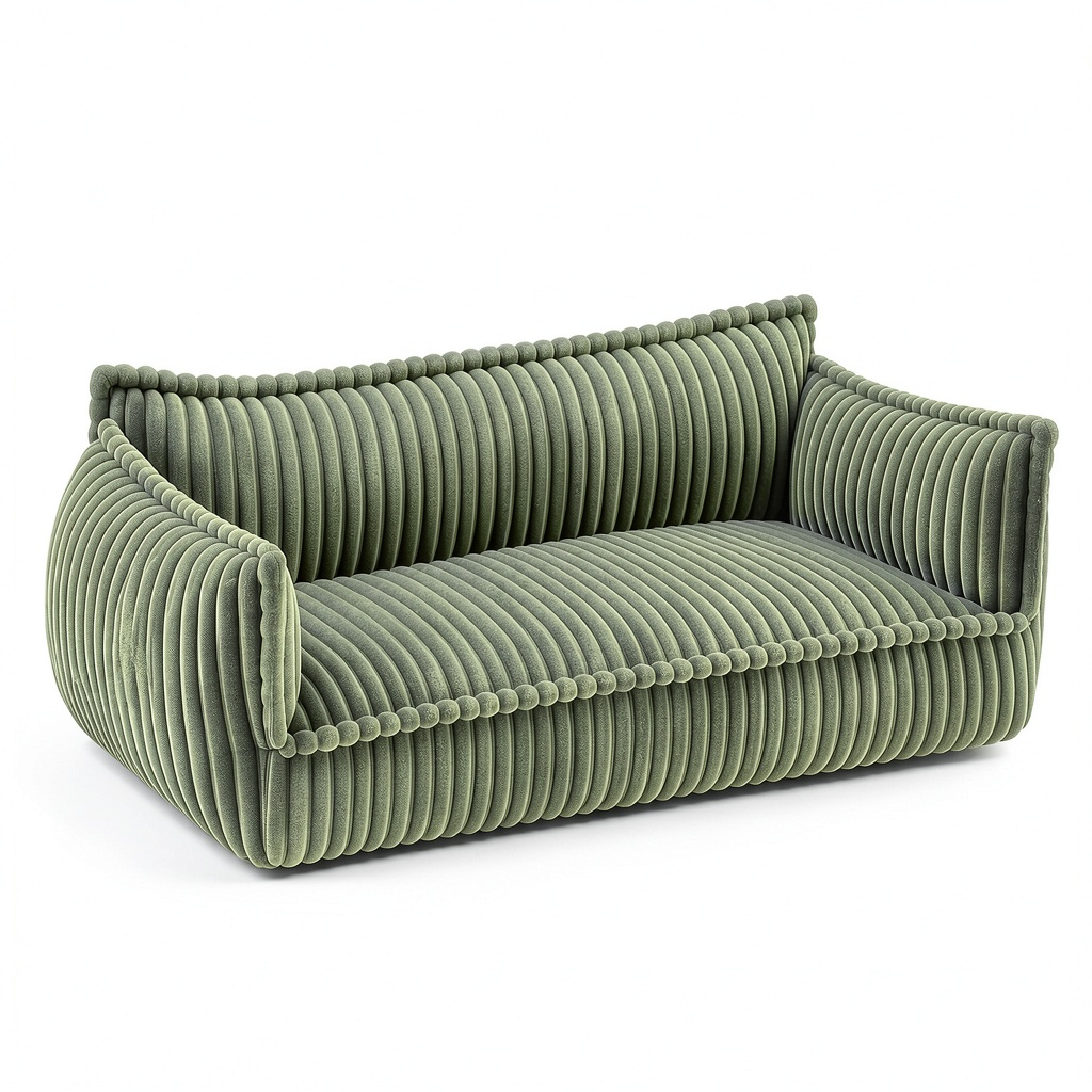 Divanetto per Bambini in Velluto a Coste, Comodo e Accogliente (Verde Oliva)