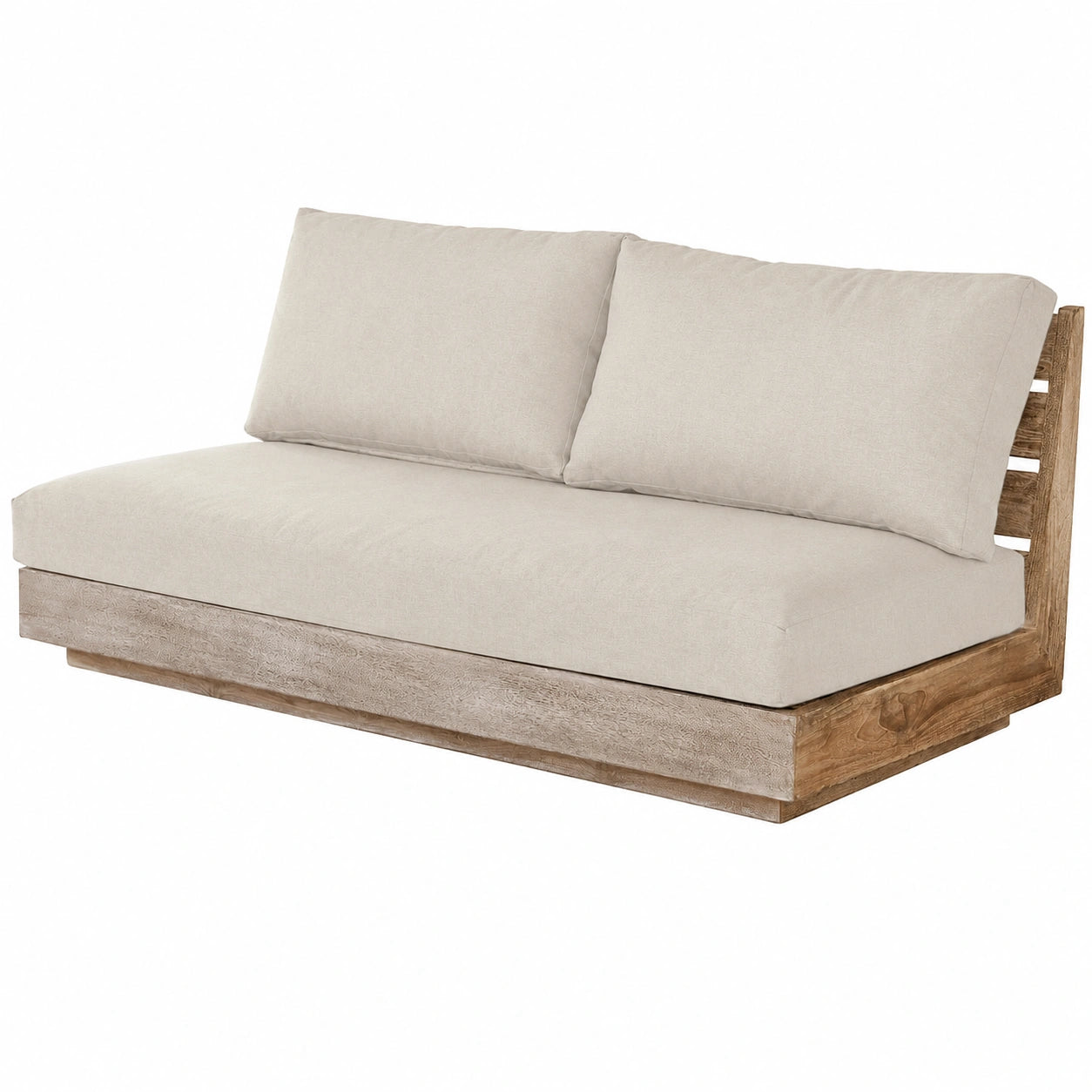 Loberon Modulo Divano Componibile in Teak con Finitura Whitewash