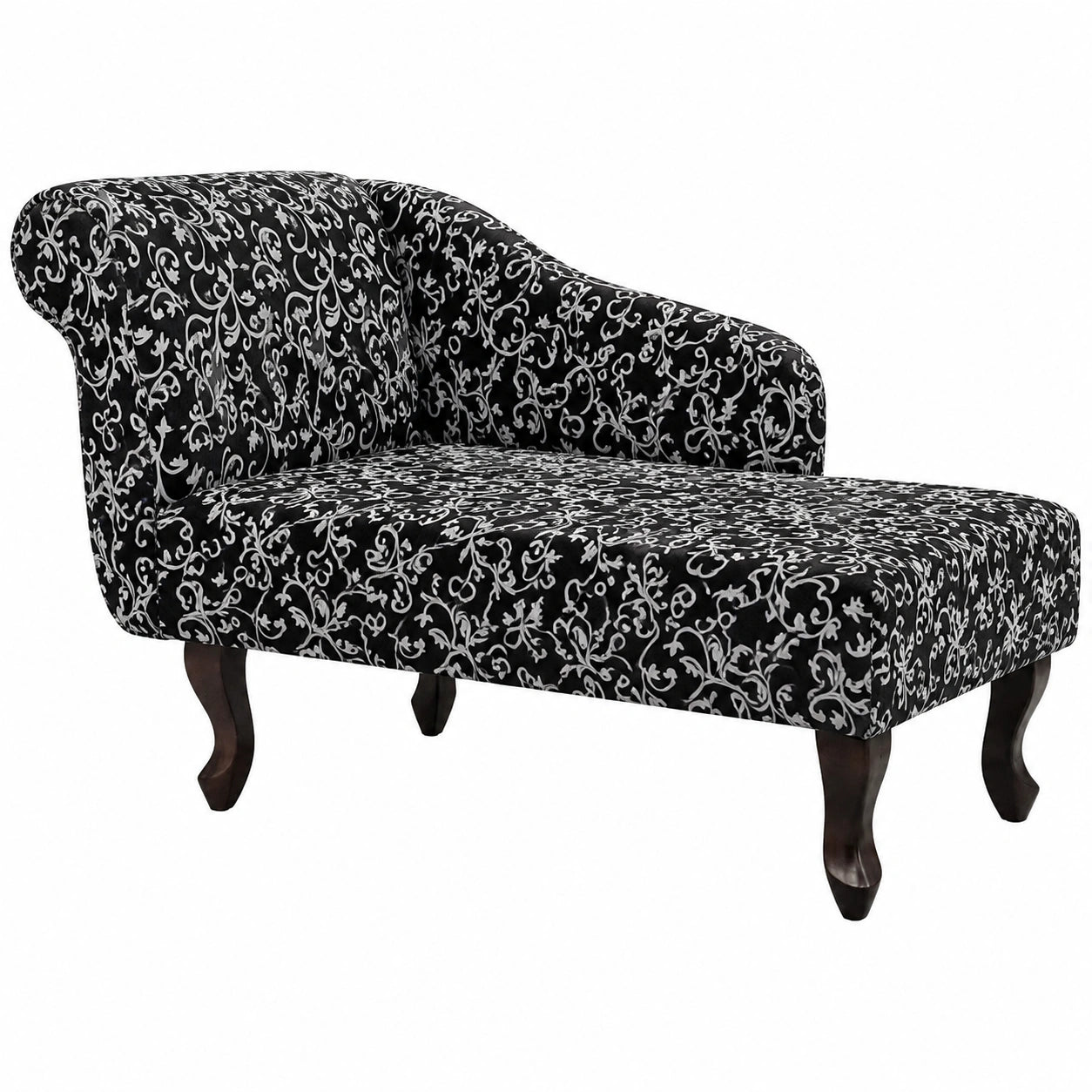 Poltrona Chaise Longue in Tessuto Bicolore con Struttura in Legno, 104x51x69,5 cm