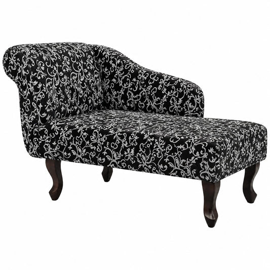Poltrona Chaise Longue in Tessuto Bicolore con Struttura in Legno, 104x51x69,5 cm