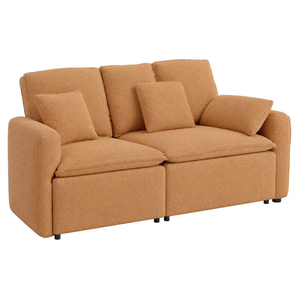 Divano componibile in tessuto lana d'agnello beige, 100 cm, angolo regolabile per salotto
