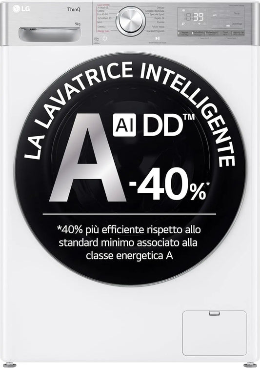 Lavatrice LG AI DD - colore Bianco - con Wi-Fi - 9kg