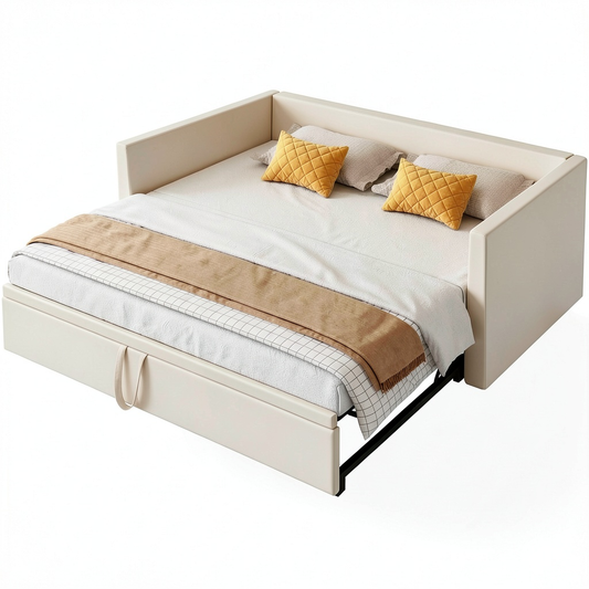 Divano Letto Estensibile in Velluto per Due, Struttura Imbottita Convertibile 90/180x200 cm