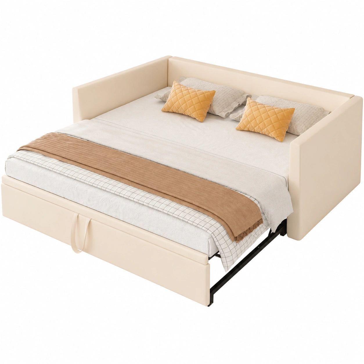 Divano Letto Estensibile in Velluto per Due, Struttura Imbottita Convertibile 90/180x200 cm